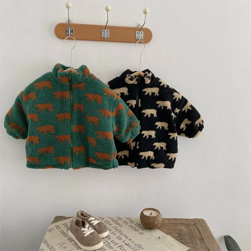 Herfst Winter Jongen Kinderen Fleece Dikke Warme Jas Retro Meisje Baby Gewatteerde Katoenen Lange Mouw Tops Kind Plus Fluwelen Casual Jas - afbeelding 2