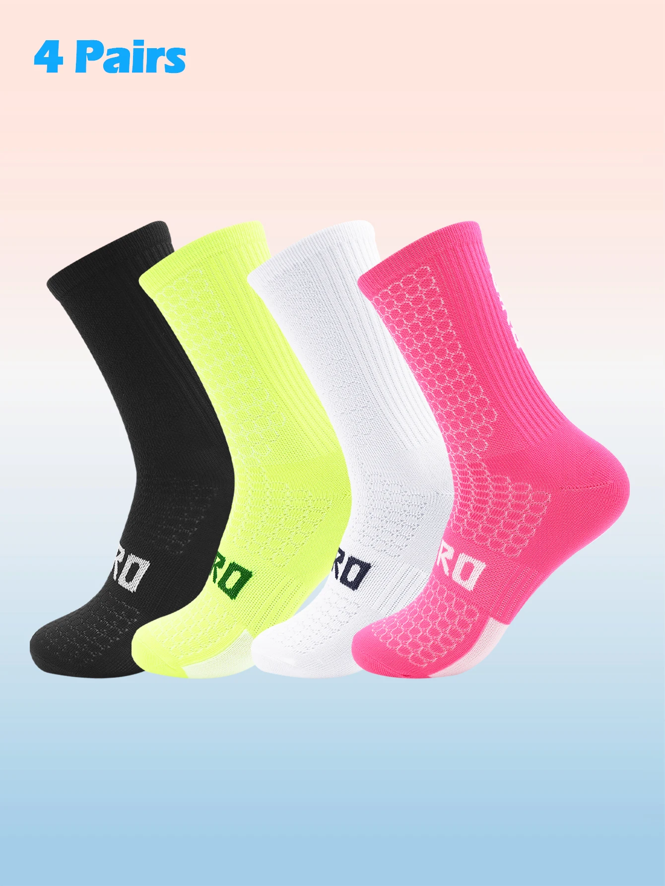 Chaussettes de cyclisme hommes 4 paires/ensemble chaussettes de vélo femmes Sport absorbant la sueur respirant Football chaussettes de Compression en gros
