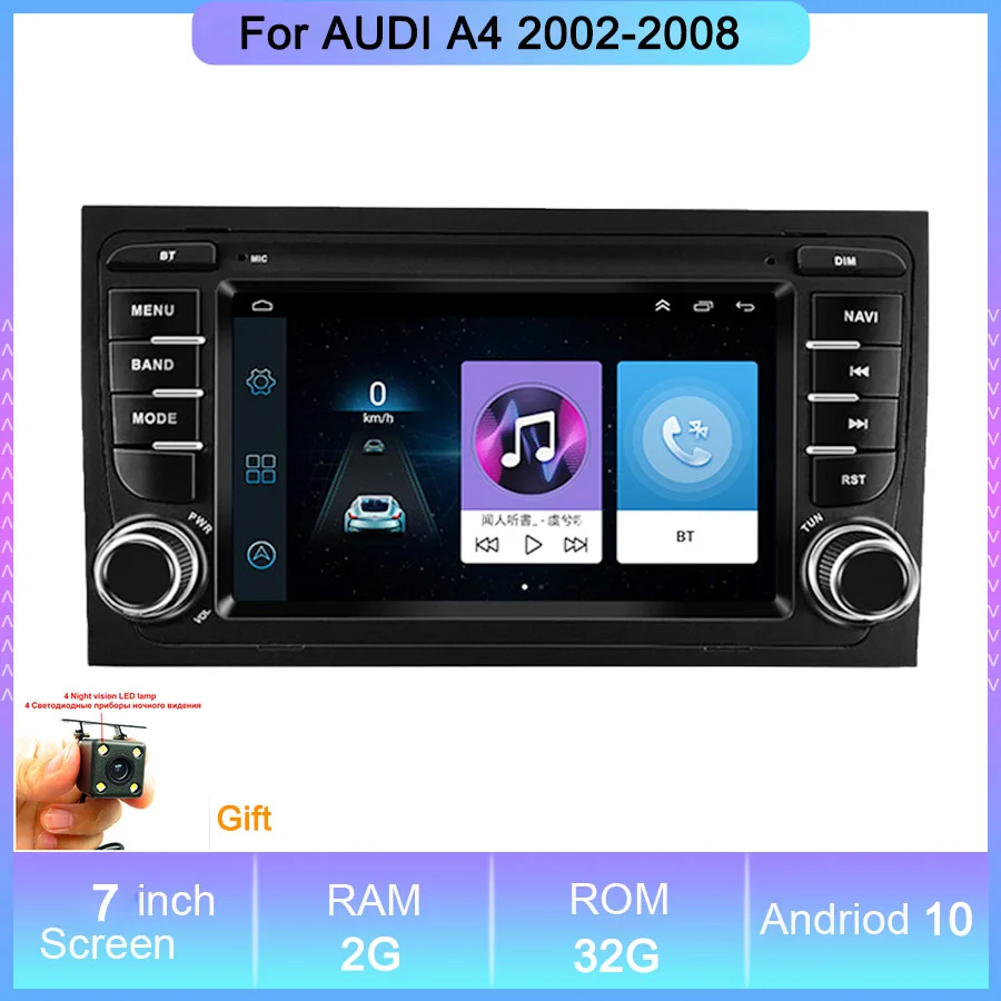 

7"Android 10 Car Radio GPS Player For Audi A4 2002-2008 Auto MP5 Navigation Audio Stereo Video Multimedia Player