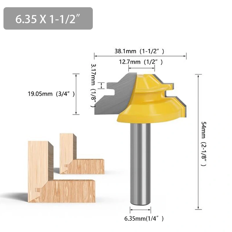 1/4 인치 생크 45 도 각도 잠금 마이터 커터 키트, 장부 커터, 목재 절단용 목공 도구