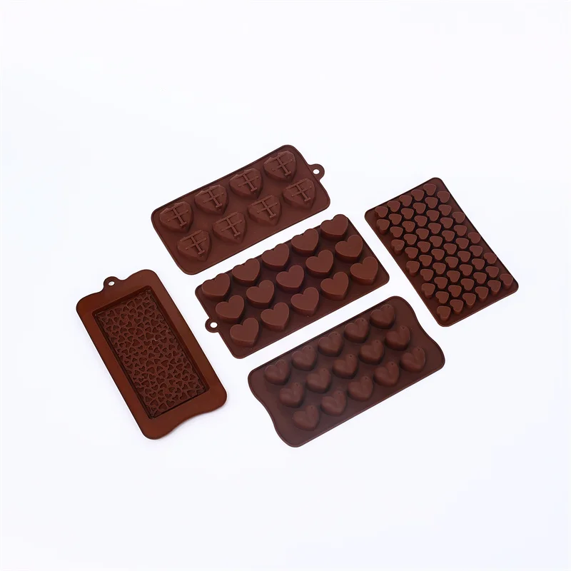 Molde dos doces do chocolate da não-vara dos moldes do silicone da forma do coração, molde do chocolate do silicone moldes repostería acessórios do