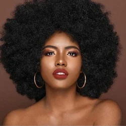 Short Afro Kinky Curly Human Hair Wigs With Bangs Fluffy Natural Bob Wigs Brazilian Full Machine Made Wigs On Sale 180% Density