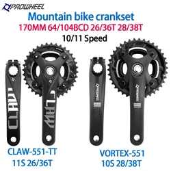 PROWHEEL 26/36T 28/38T 64/104BCD 170MM 10/11 Speed Mountain Bike Crankset Chainring Sprocket Bottom Bracket BB MTB Bicycle Crank