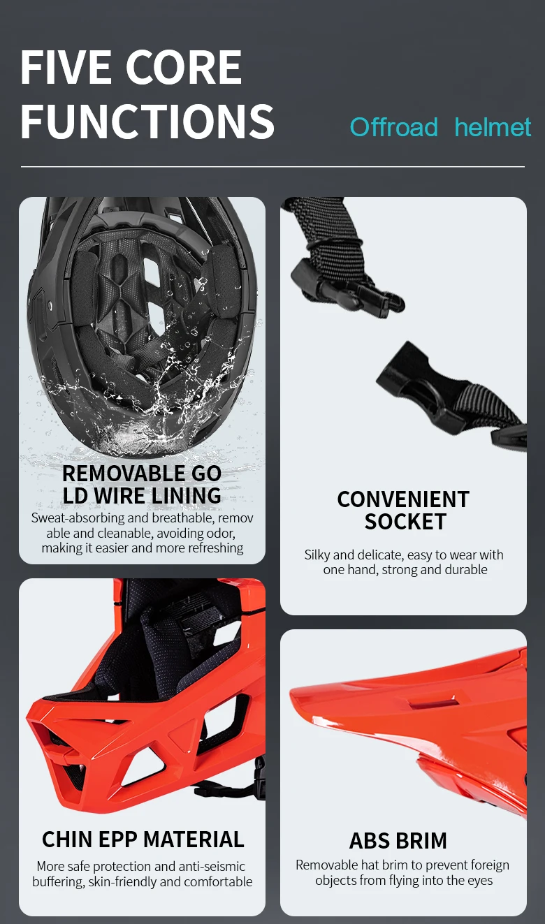 UMUSEEKER Erwachsenen-Mountainbike-Vollvisierhelm, leichter, stoßfester Downhill-Helm, MBT-Fahrrad-Offroad-Schutzhelm – Detail 2