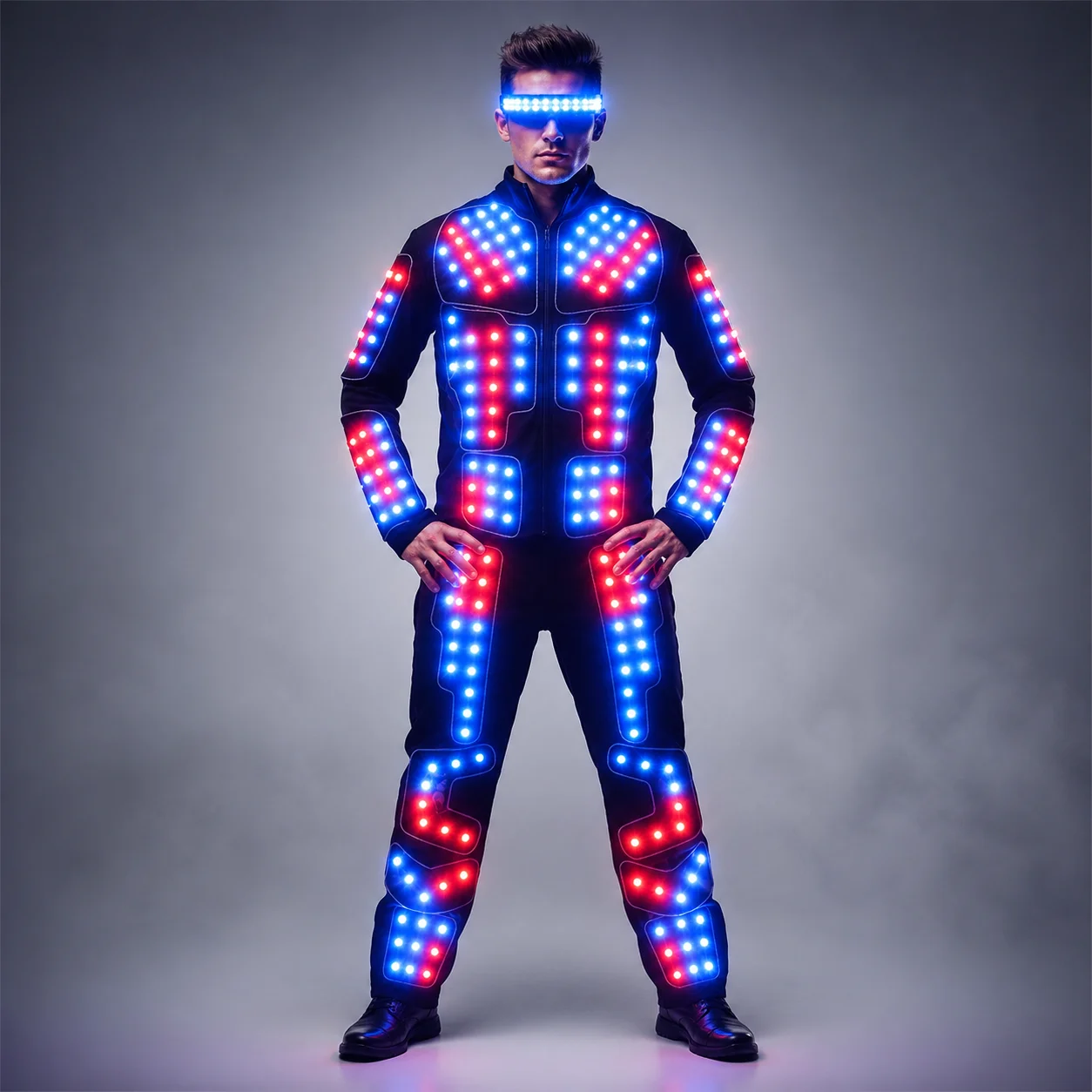 Full Color LED Robot Suit Stage Dance Costume Tron RGB Light up Stage Suit Outfit  Jacket Coat