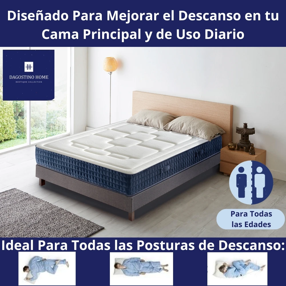 Colchón ALTA GAMA Visco | Alto 25cm | Firmeza Alta Ideal para Molestias de Espalda | Doble Cara Invierno-Verano
