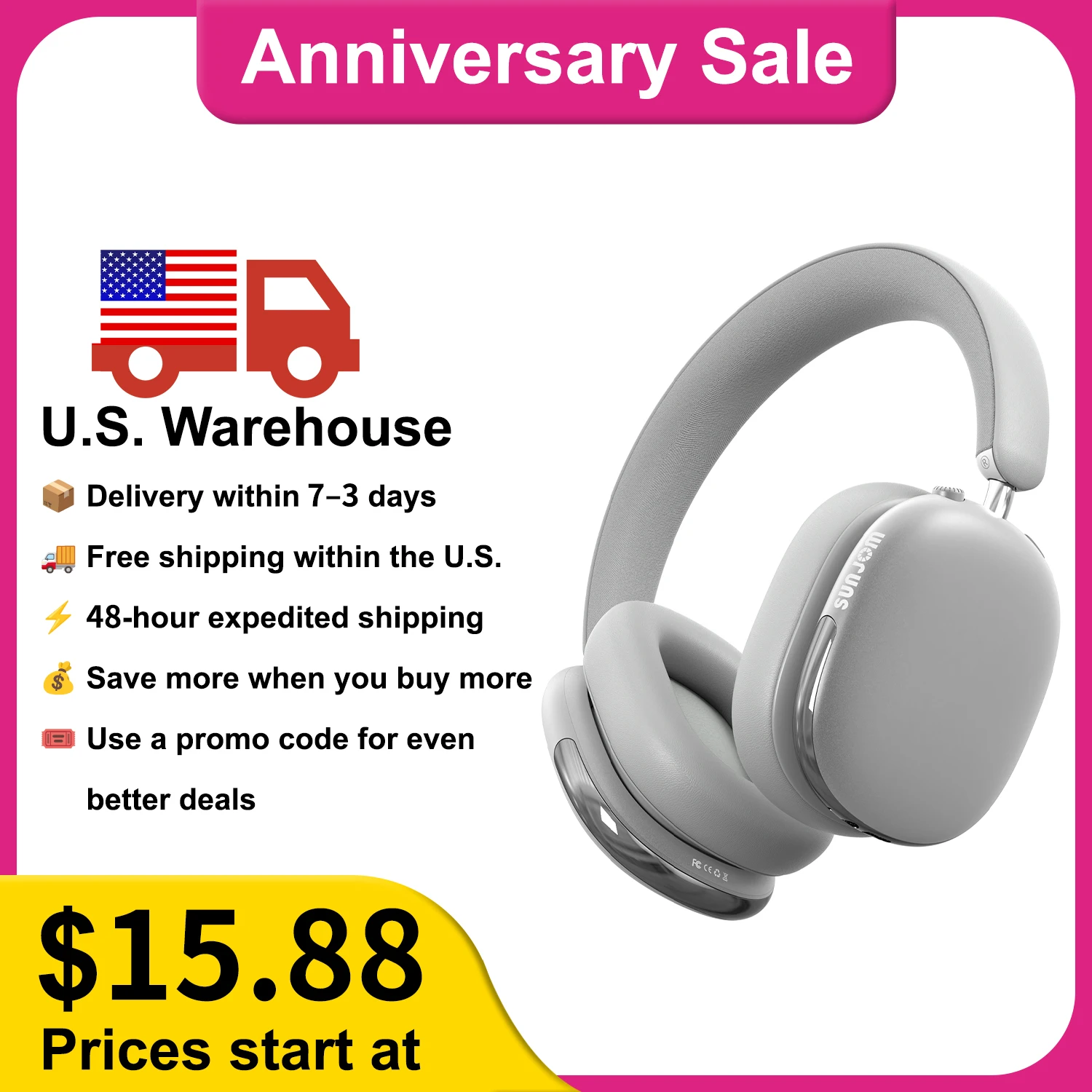 Wireless Bluetooth 5.4 Headset Minimalist Style On-Ear Controls Sports Gaming Clear Call Quality Compatible with iPhone