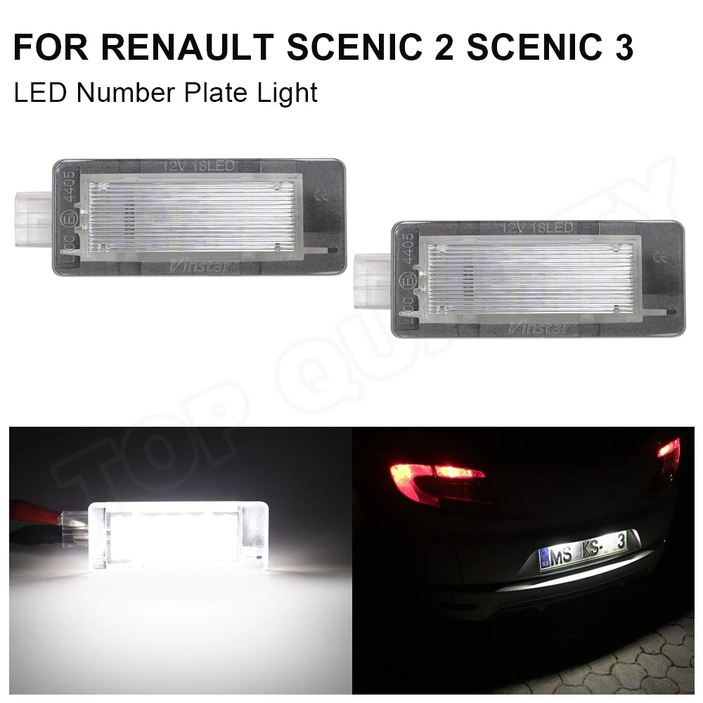 

For Renault Scenic 2 (2003-2009) Scenic 3 (2009-2016) Captur Espace Laguna Fluence Modus Car LED License Number Plate Light