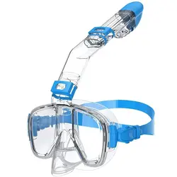 Máscaras de buceo Juego de máscara de snorkel antivaho plegable con sistema superior completamente seco para natación libre Equipo de snorkel profesional Adultos Niños