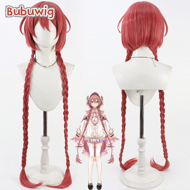 bubuwig-人工毛アマユイ-モカ-コスプレウィッグ-バーチャル-youtuber-アマユイ-モカ-100-センチメートルロングストレート赤編み込みウィッグ耐熱