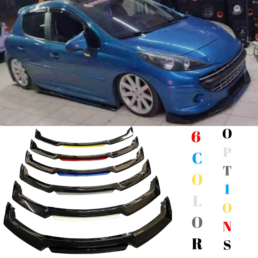 4 Piece Front Bumper Lip For Peugeot 207 Car Accessories Body Kit Five Color Options Modified Sport Exterior Parts Tuning