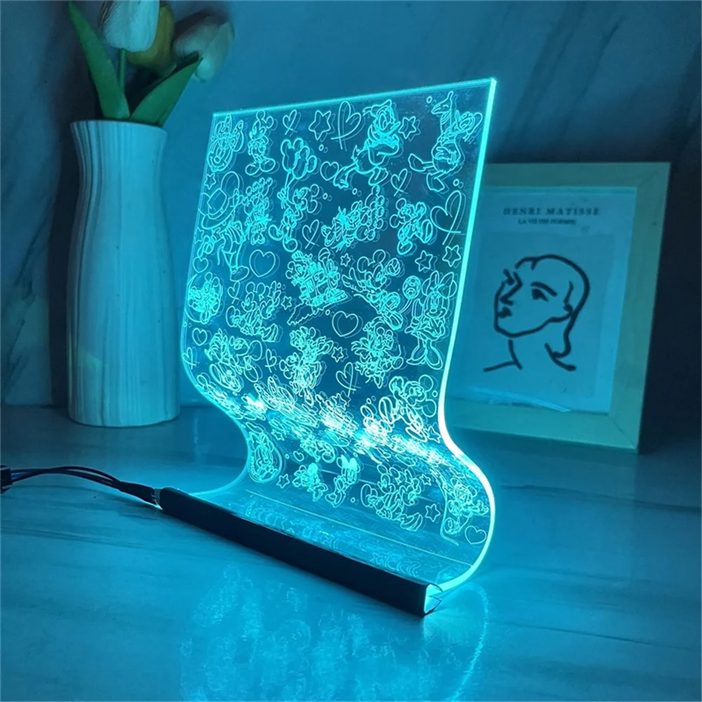 Lampe de défilement 3D de dessin animé pour enfants, souris et canard, escales de table en acrylique, lumière, 3/7 couleurs, art de la maison, décoration, meilleur cadeau