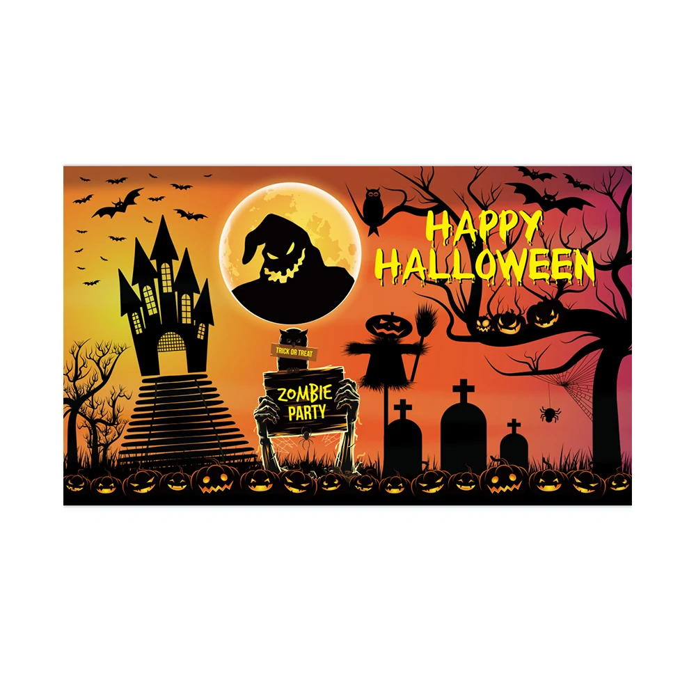 Halloween achtergrond 180*110cm Happy Halloween Party Decoraties Banner Donkere Nacht Enge Pompoen Lantaarn Schedel Heks Achtergrond Enge achtergrond voor feestdecoratie Photo Booth Props