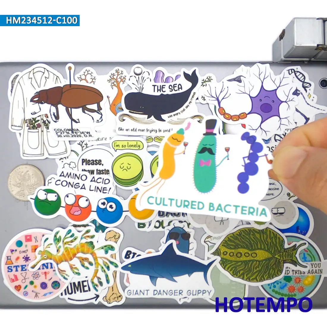Conjunto de adesivos de biologia, graffiti de desenhos animados de ciências naturais fofos, para laptop, carro, telefone, bagagem, scrapbook, pacote de adesivos engraçados, 100 peças