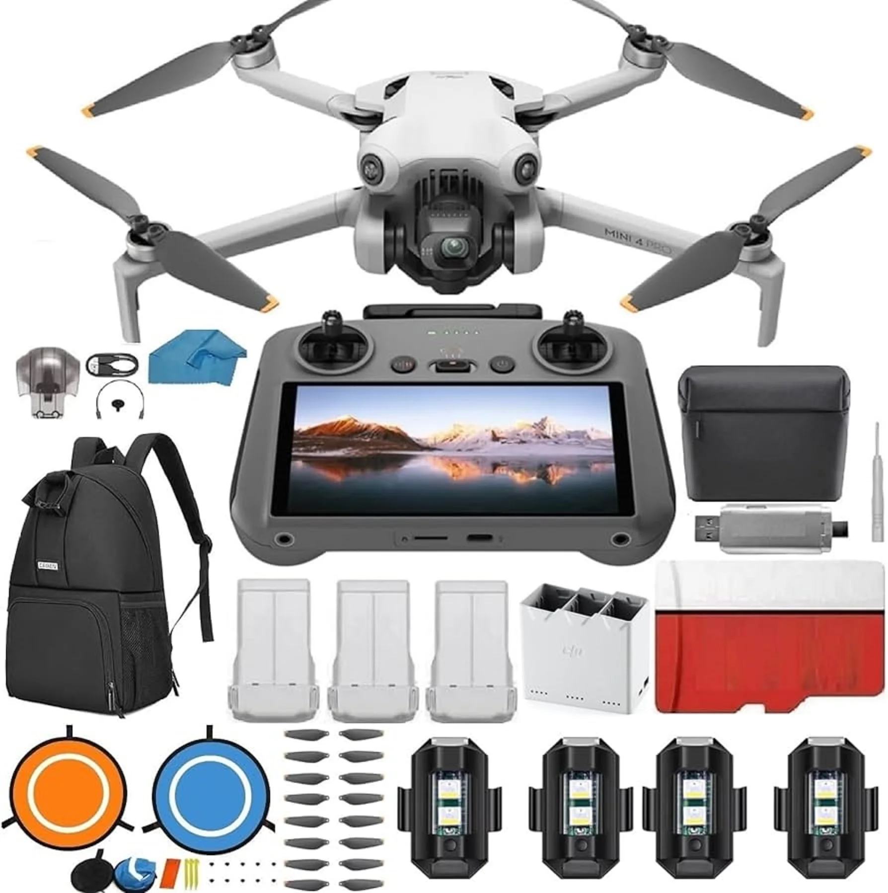 TOP NOWY DJI Mini 4 Pro Fly More Combo Plus (DJI RC 2) W zestawie baterie 3 Plus