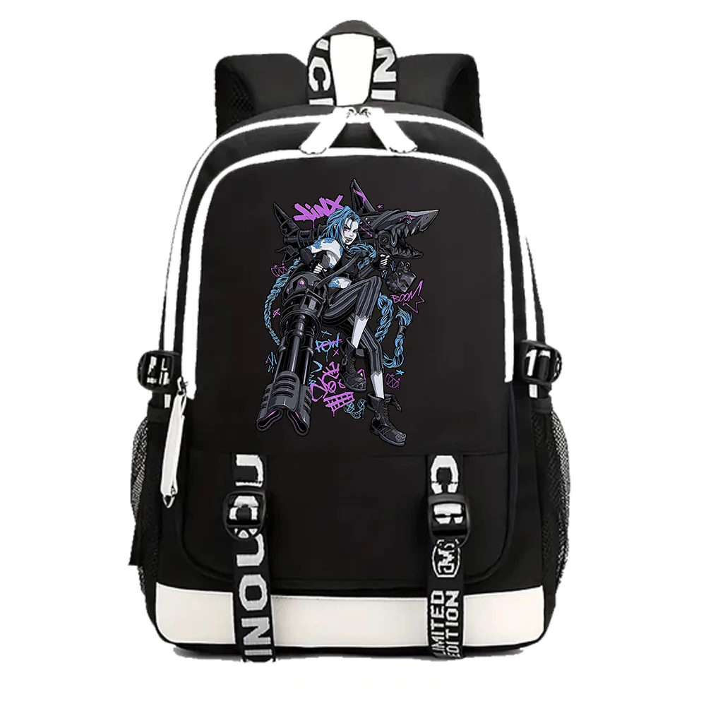 Arcane-Jinx Backpacks Girls School Bag for Teenager Laptop School Anime Backpack for Fans Gift