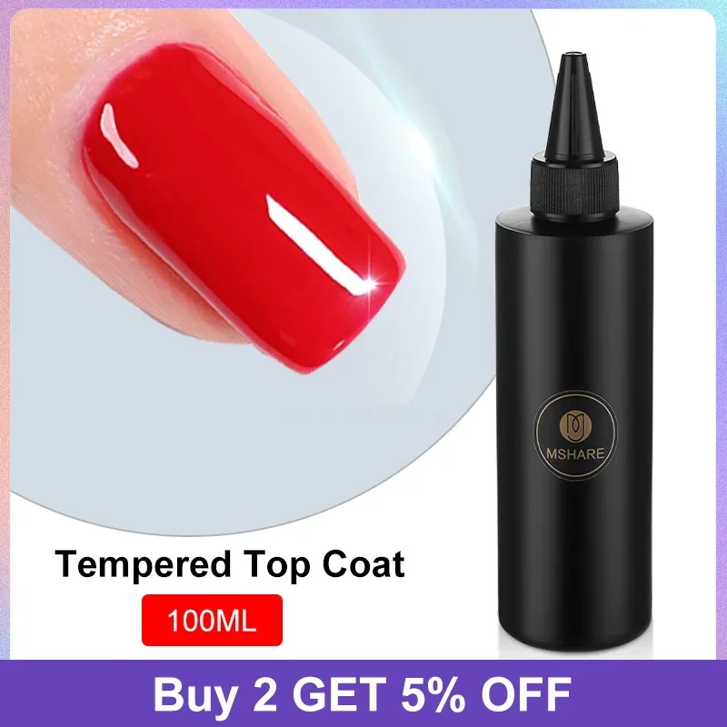 MSHARE Top Coat temperato Ultra lucido senza salviette smalto semipermanente per smalto Gel Base Primer per unghie Non fluorescente 100g