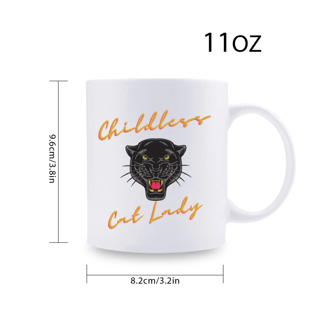 1pc 3A grade 11 oz cat lady childless ceramic coffee mug for Halloween decoration Birthday Christmas Holiday Office School gift