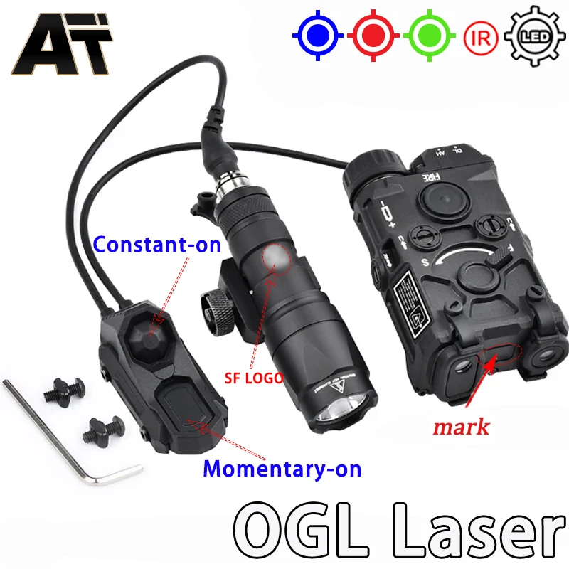 WADSN Tactical Nylon OGL Full Function Strobe Red Laser IR Aiming M600C M300A Flashlight AXON Switch Fit Mlok Keymod Rail Set