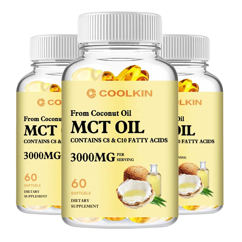 MCT Oil Capsules 3000mg - Good for Brain, Digestive and Skin Health, Healthy Weight Management - 60 Capsules