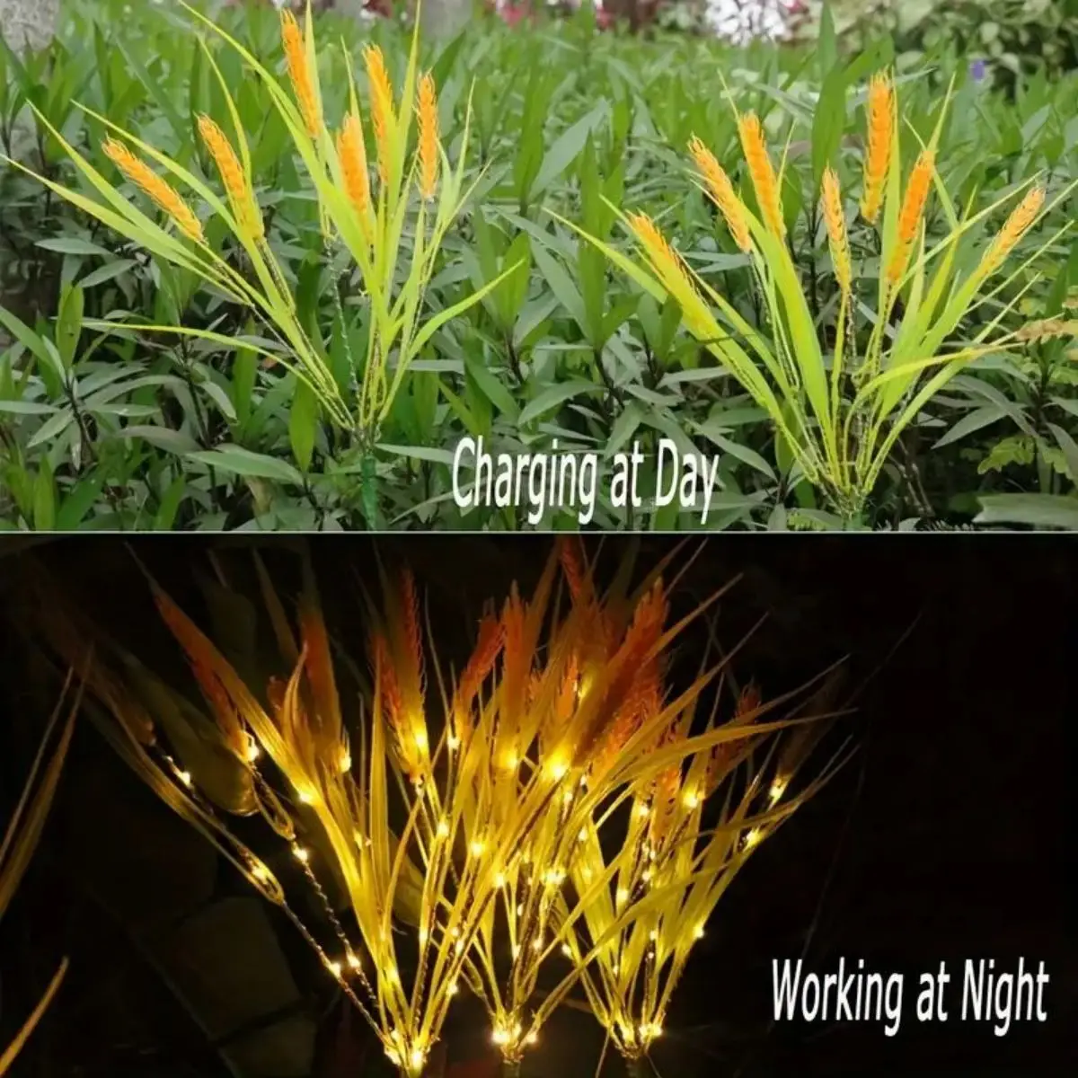 Vibrant Autumn Wheat Solar Pathway Lights - Dusk-to-Dawn LED Courtyard Decor - Waterproof Outdoor Lighting for Autumn Seasons