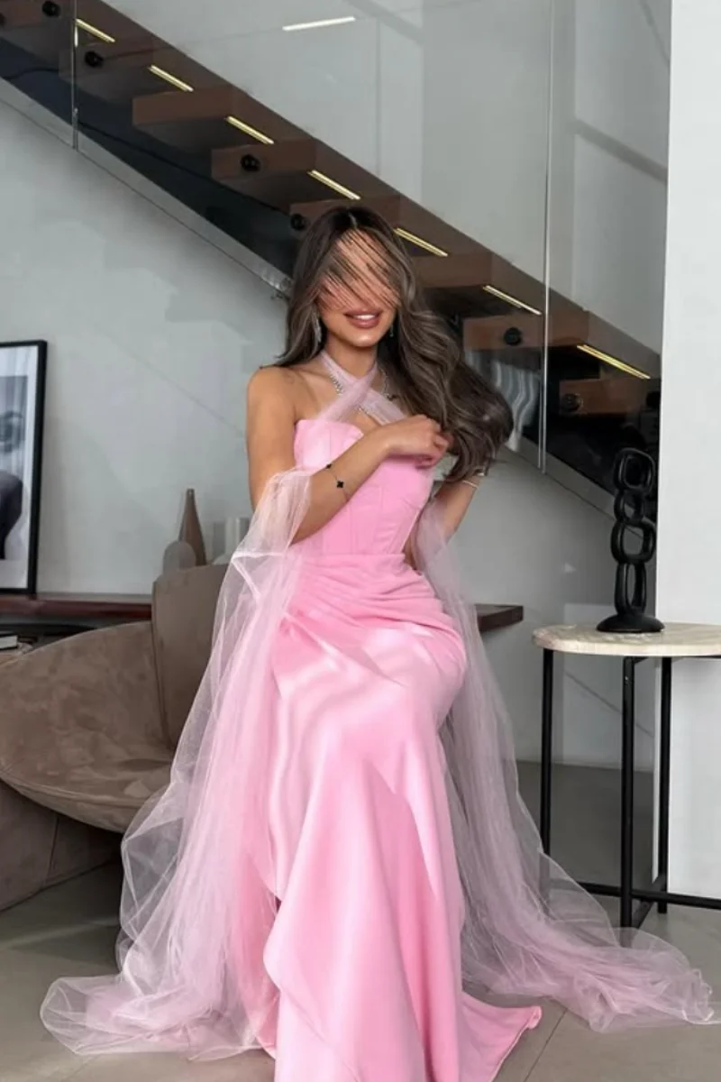 Jessica Special Occasions Evening Dresses Tulle Shawl Prom Dresses Pink Lady Mermaid Customized