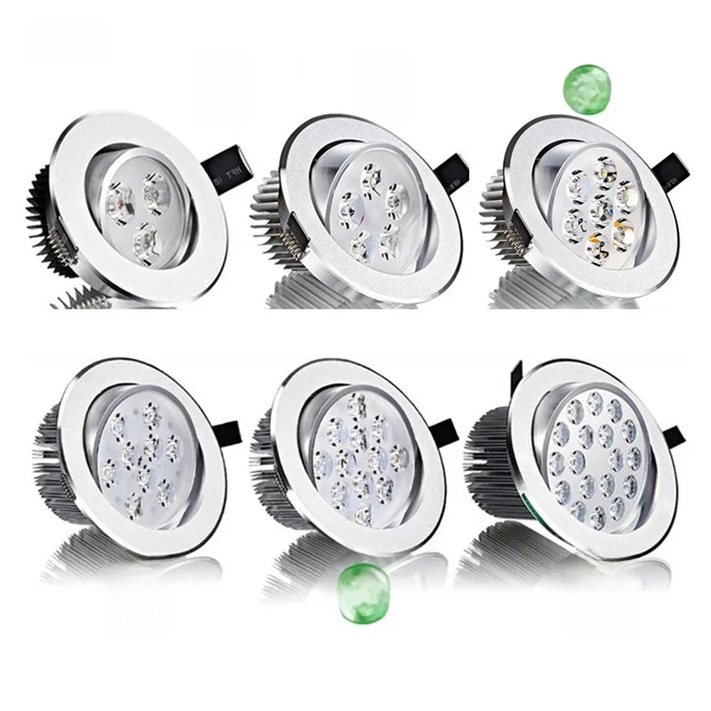 Downlight rond à intensité variable 3W/4W/5W/7W/9W/12W/18W LED spot de plafond intégré projecteur de plafond haute puissance ac85-265V