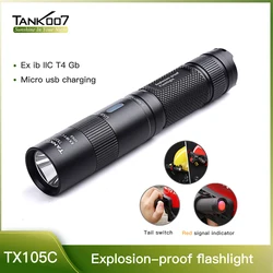 TANK007 TX105C Micro Explosieveilige Helm Zaklamp Brandwerende Koplamp High Power Vs Led Zaklamp Type C Usb Oplaadbare