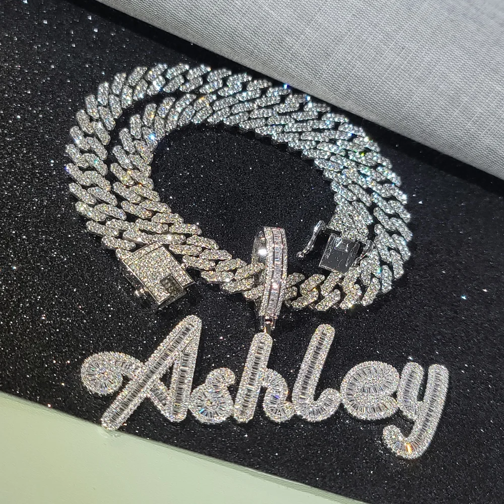 Custom Alphabets 26 A-Z Letter Necklace Customized Iced Out Two Rows Word Pendant Fashion Hip Hop Jewelry Gifts For Women Men