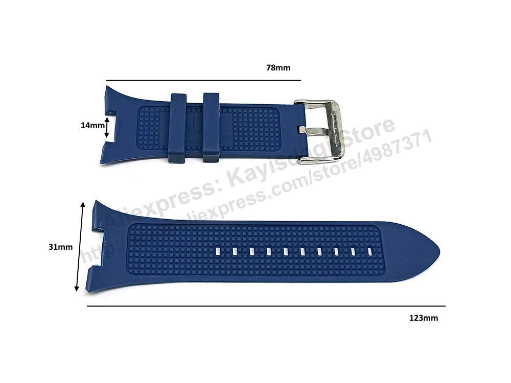 Armani Exchange AX1041 , AX1084 , AX1108 , AX1185 , AX1282 - Fits with 31mm Blue Rubber Silicone Replacement Watch Band Strap