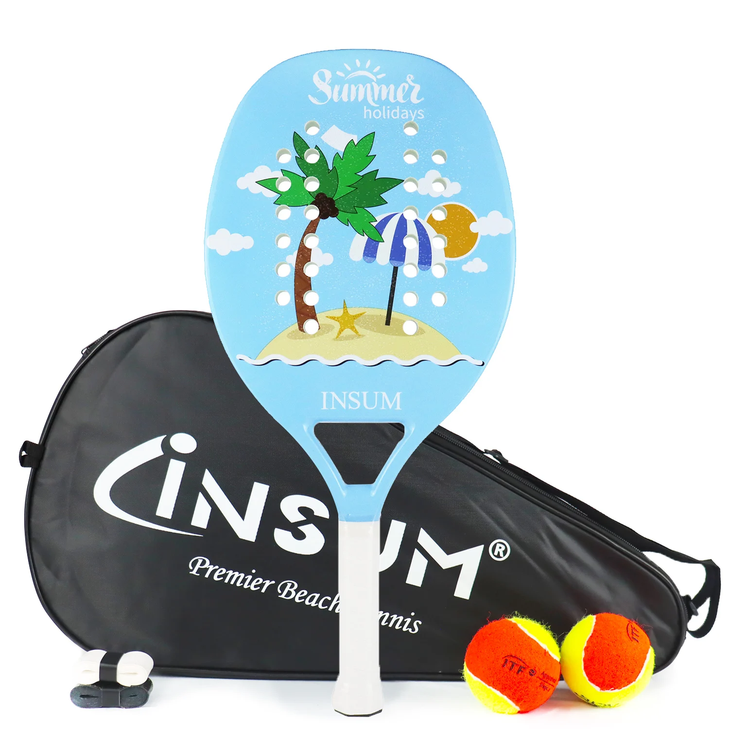 INSUM Training Racket Beach Tennis with Full Carbon Fiber EVA Soft Grip for Beginners Lightweight Raquete Beach Tennis Set