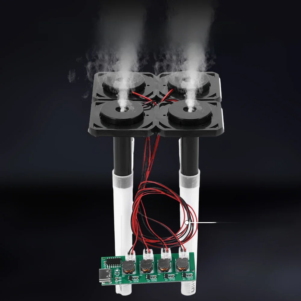 DC5V Niet-geschakelde Vier Spray Luchtbevochtiger Module Verneveling Besturingskaart DIY Ultrasone Vernevelaar TYPE-C Interface - afbeelding 2