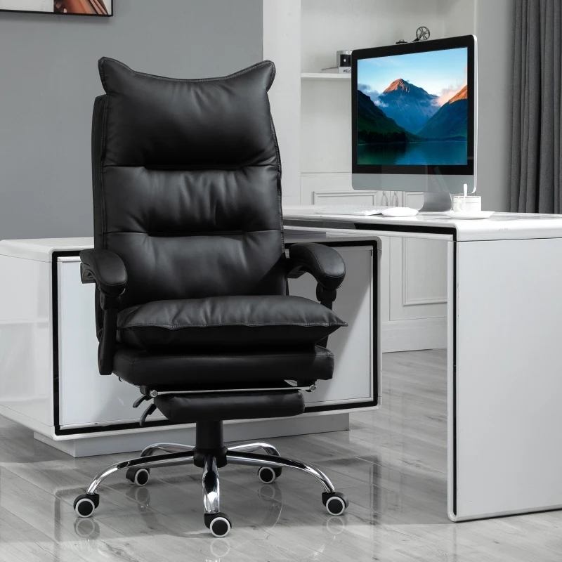 Comanlai Chaise de bureau rembourrée, chaise de bureau réglable en hauteur, chaise pivotante inclinable douce, avec repose-pieds, pour bureau, étude