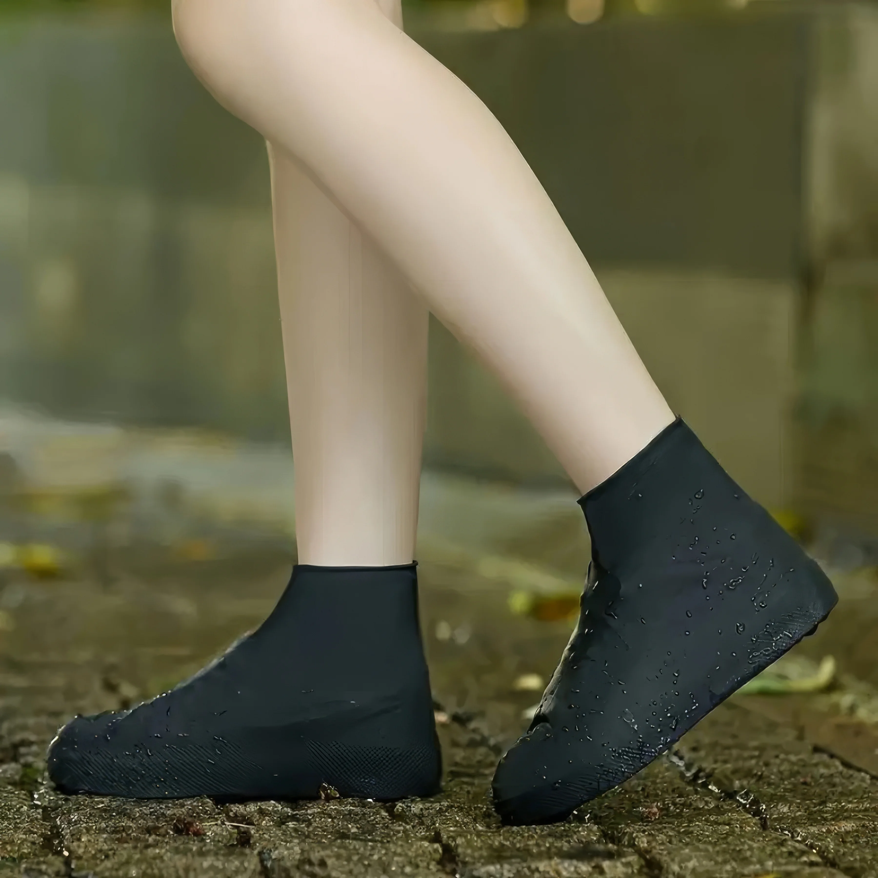 1 Latex Rain Boots Waterproof Shoe Cover Black, Waterproof Rain Boots, Durable, Elastic, Easy To Clean, All Year Round