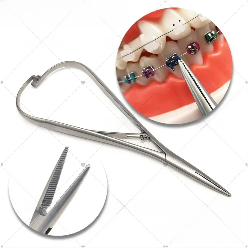 Dental ortodontyczny Mathieu elastyczne umieszczenie pierścień podwiązujący ligatura uchwyt na krawat 14cm bardzo cienki dziób narzędzie do laboratorium dentystycznego — zdjęcie 2