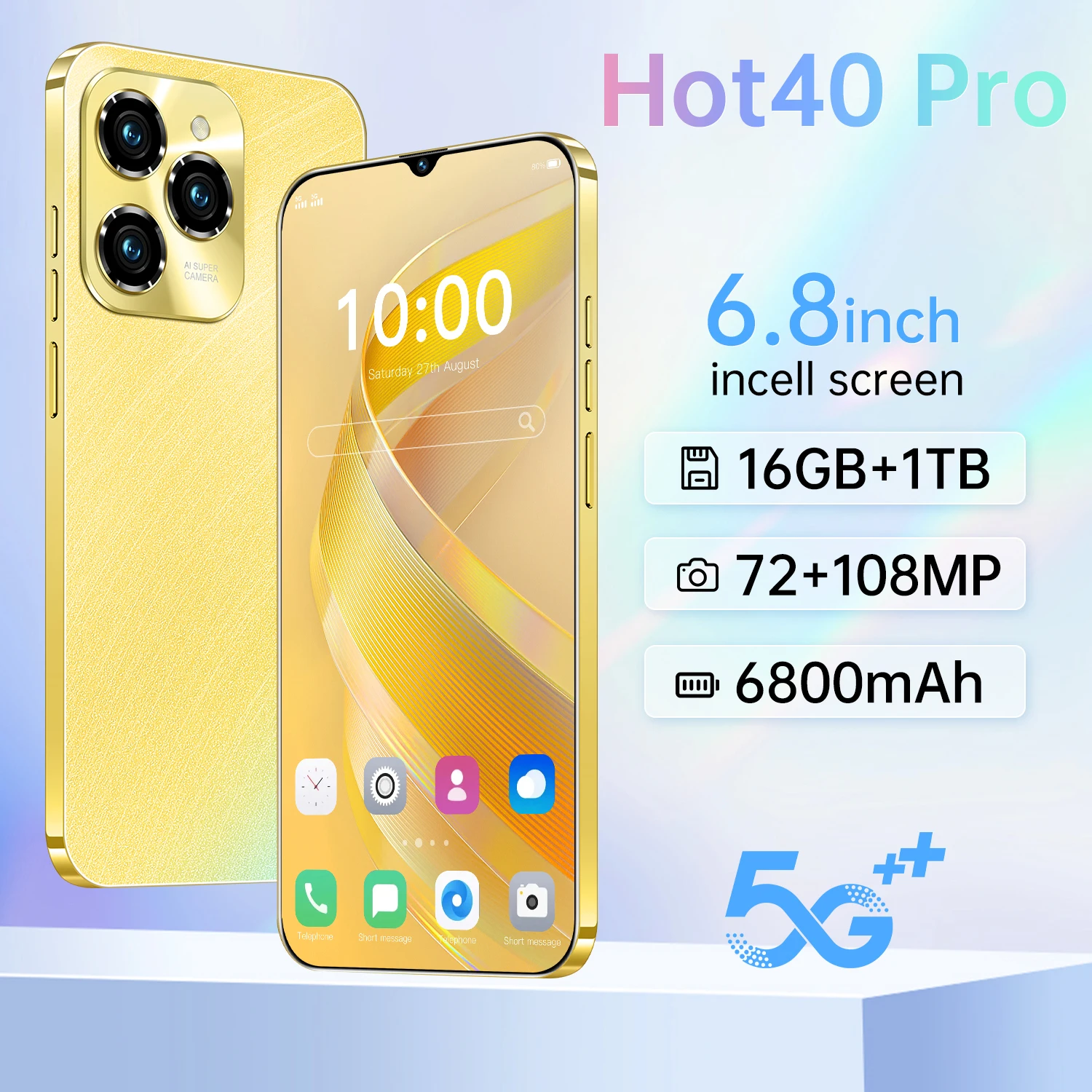 2025 HOT 40 Pro Original For Brand New  Smartphone 6.8 inch Full Screen 4G 5G Cell Phone 6800mAh Mobile Phones Global Version