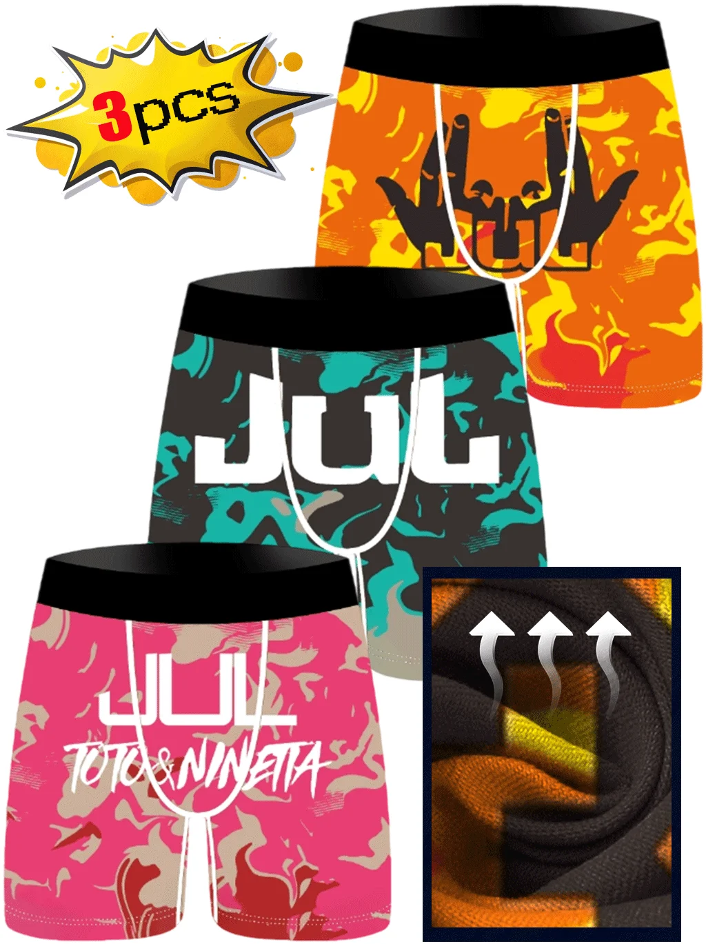 

3Pcs Men Underwear Boxers Print Man Boxershorts Breathable Men's Panties Lingerie Men Boxer Briefs Underpants