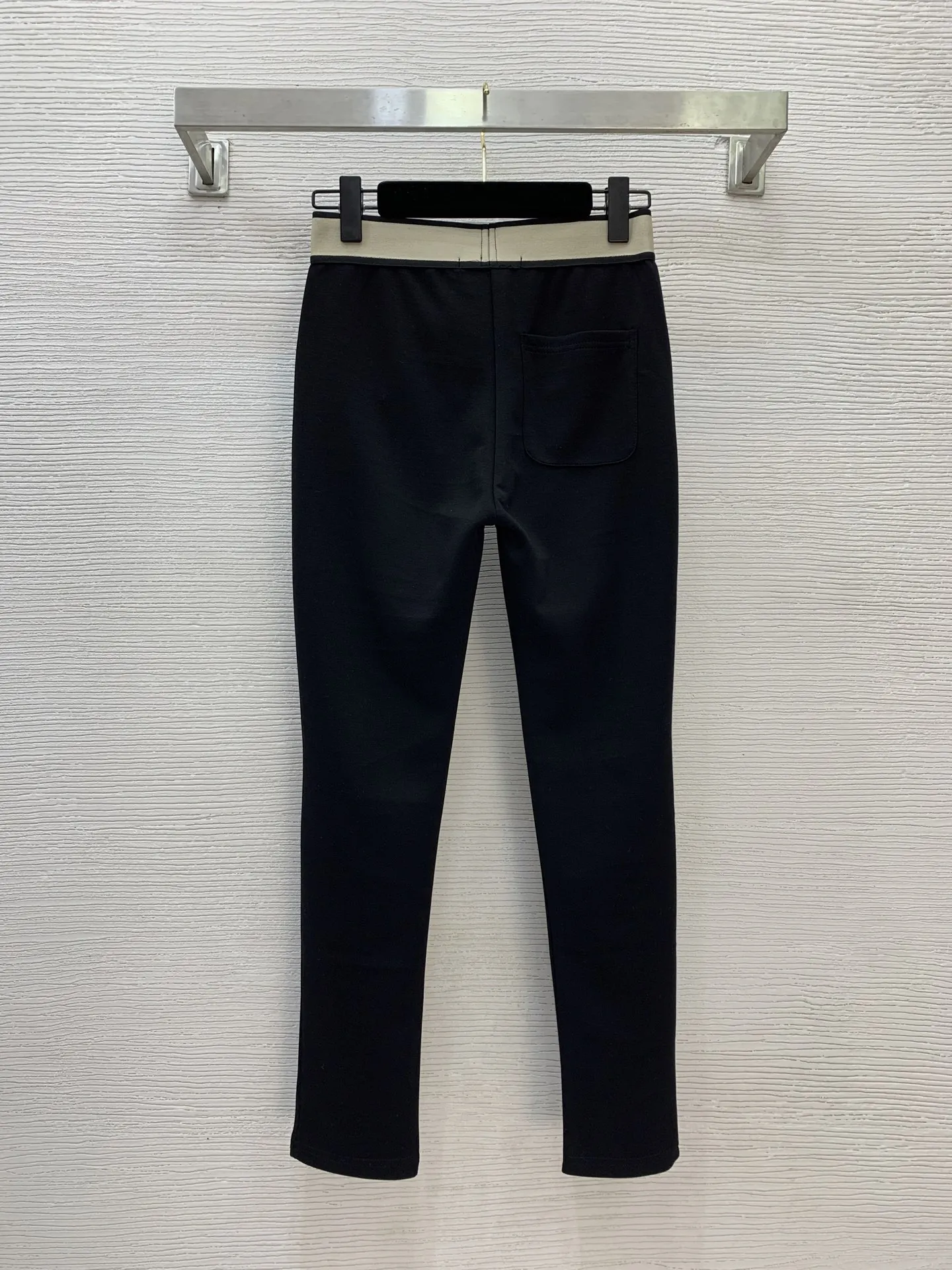 

Women's autumn and winter new color blocking leather tag decoration waist strap splicing high elasticity tight leggings