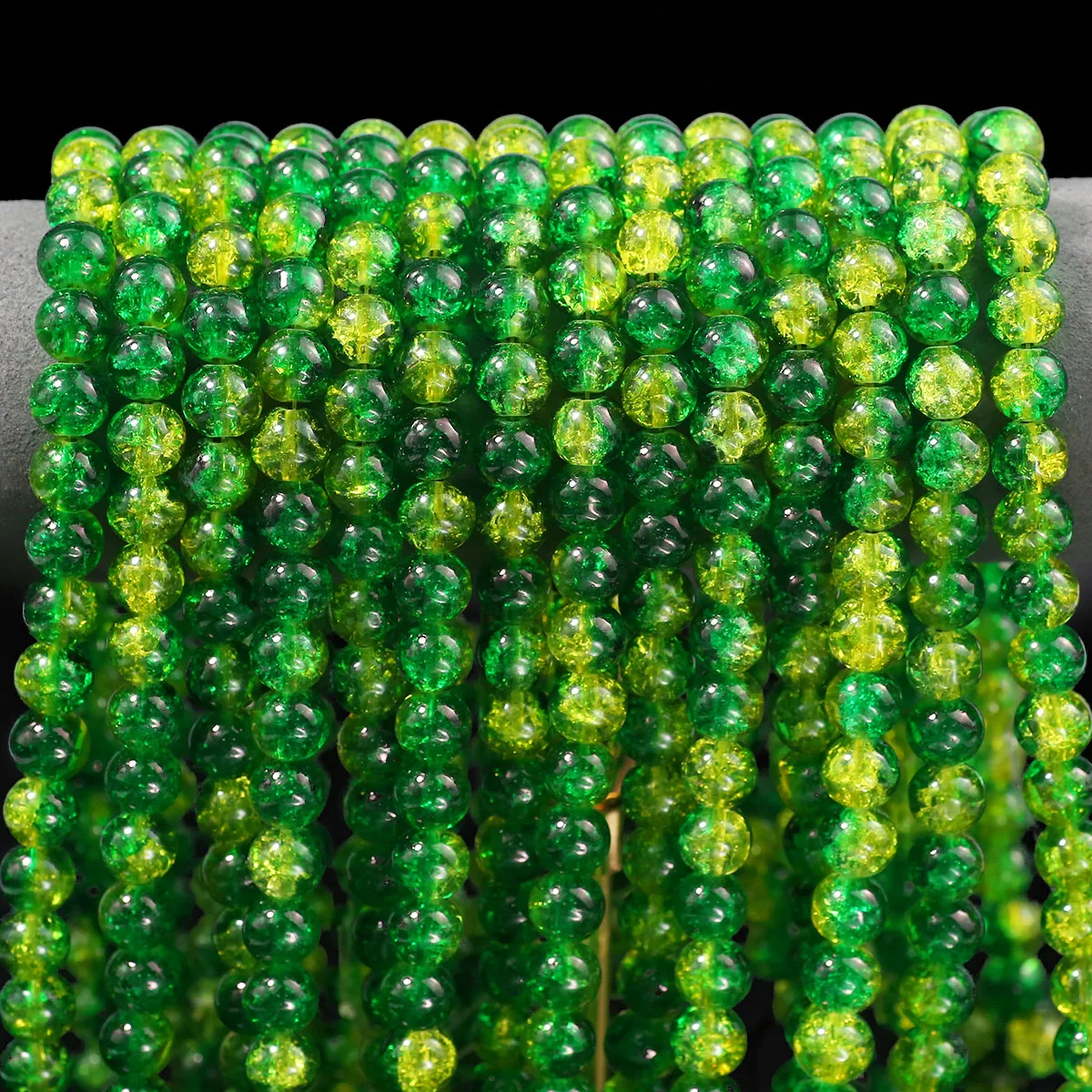 10mm Green Gradient Crystal Beads Cracked Glass Spacer Loose Beads For Jewelry Making Bracelet DIY Earrings Accessories