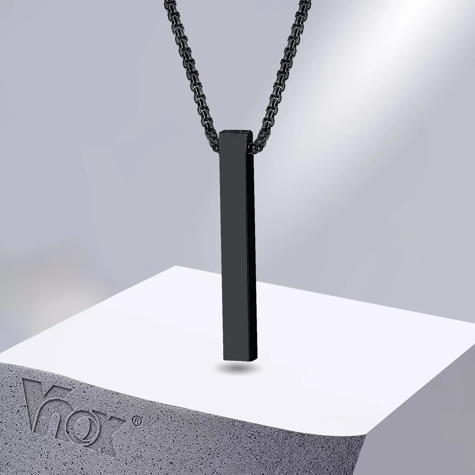 Naszyjnik Vnox 5mm dla kobiet i mężczyzn, wisiorek ze stali nierdzewnej 3D, minimalistyczny, prosty, swobodny kołnierz na szyję unisex — zdjęcie 2