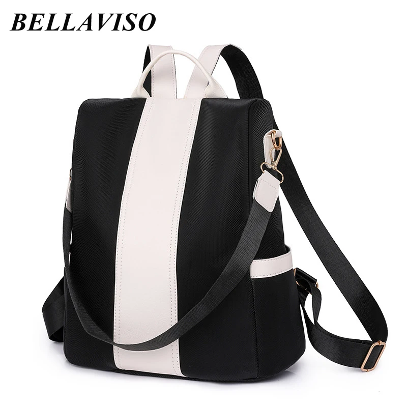 

BellaViso Elegant Contrast Color PU Women's Backpacks Trendy Large Capacity Anti Theft Single Shoulder City Outdoor Bags BLBP-24