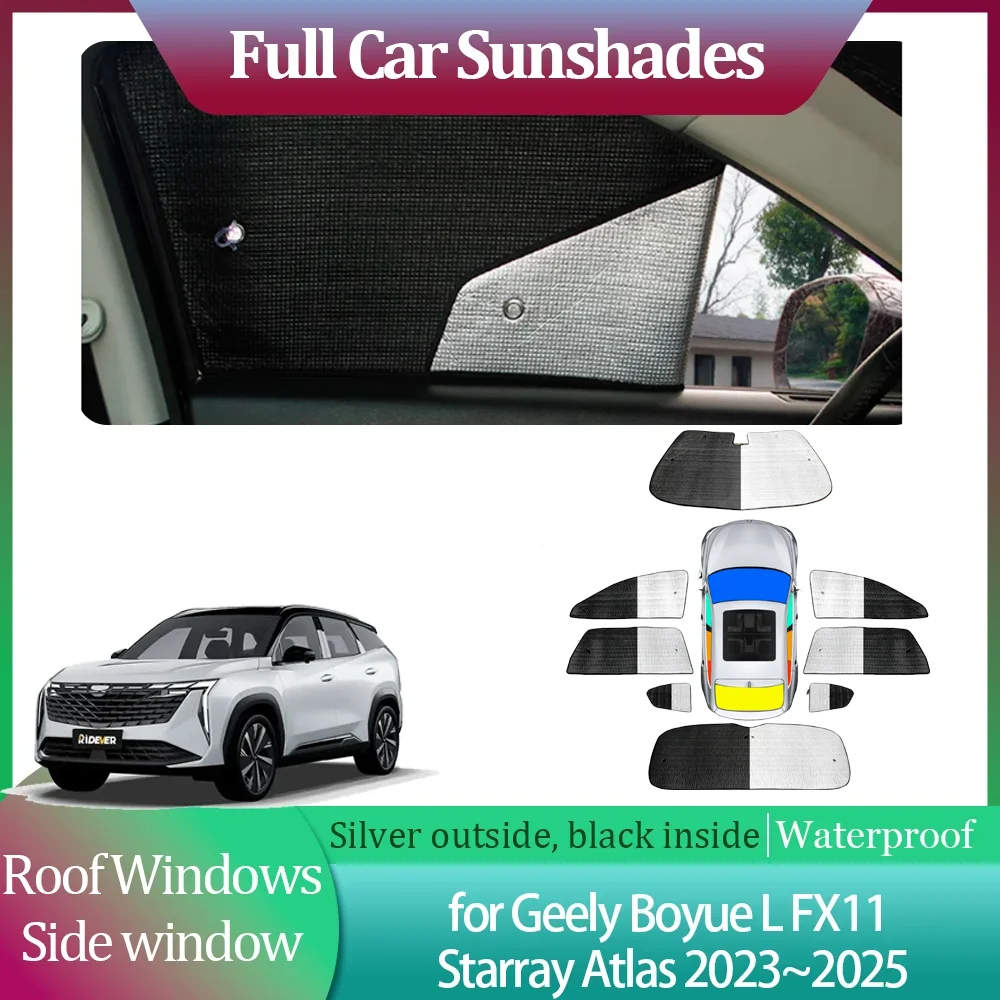 Car Sunshades for Geely Boyue L FX11 Starray Atlas 2023~2025 Roof Windows Sun Visor Windshield Curtain Sunroof Cover Accessories