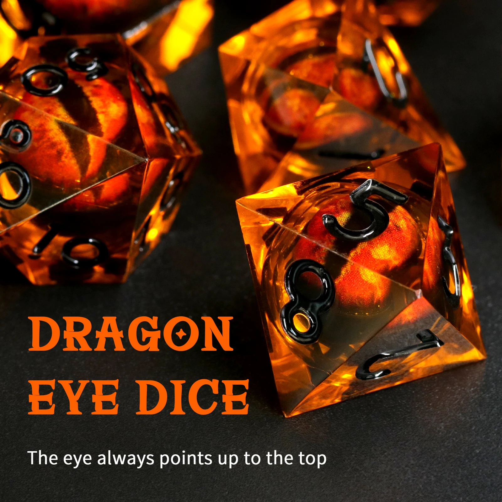 Dragon Eye Dice Set D&D Sharp Edge Resin Dungeons and Dragons Dice Polyhedral Beholder\'s Ttrpg Dice Role Playing Game