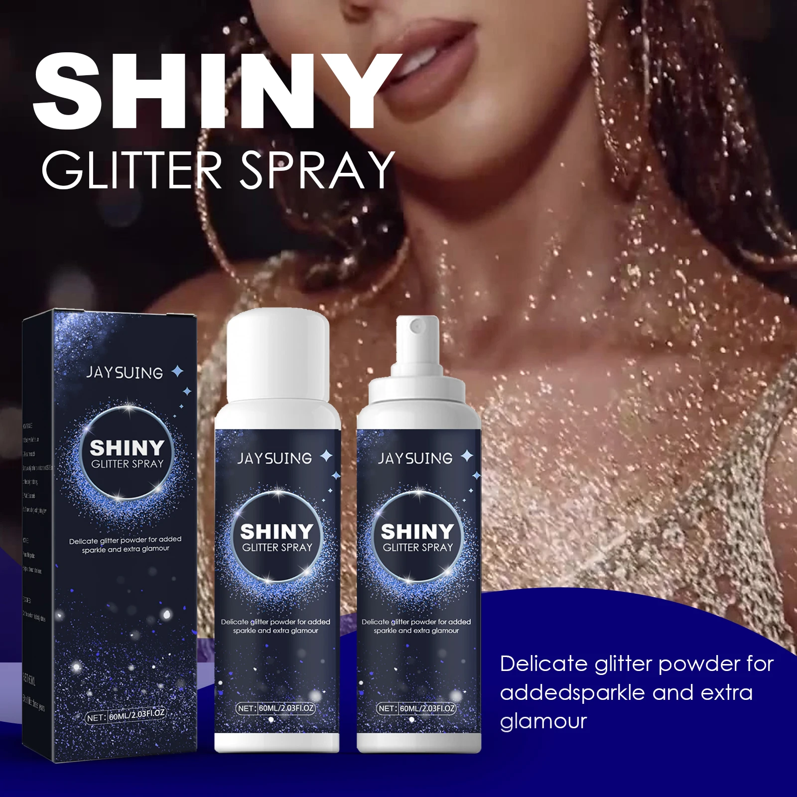 Brighten Shiny Glitter Spray Lasting Highlighter Face Body Glitter Powder Shimmer Halloween Party Nightclub Clothes Decoration