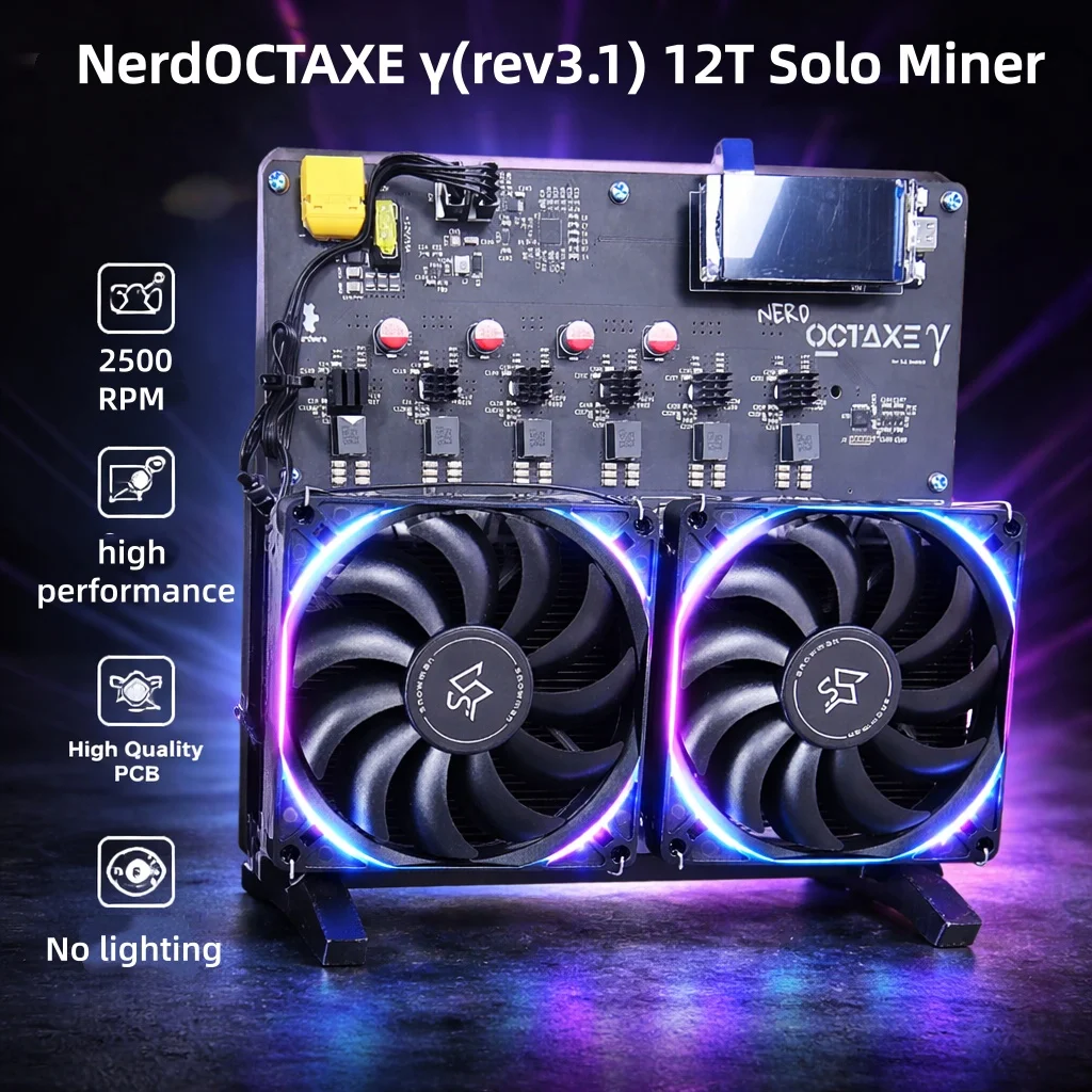 

Майнер No Lighting 2026 New NerdOCTaxe 12T BTC ASIC | Майнер для биткойнов 12 TH/s, 240 Вт, стабильный, для дома и хобби, черный
