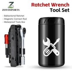 ZOYOSPORTS Bike Tool Capsule with Bottle Cage Portable Repair Kit Ratchet Wrench Tire Lever Screwdriver Key Glasses Storage