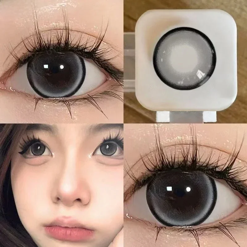 UYAAI Big Eye Schwarze Linsen Farbige Kontaktlinsen für Augen 15 mm/14,5 mm Braun Natürliche Augenfarbe Len Graue Linsen Lila Linsen y2k