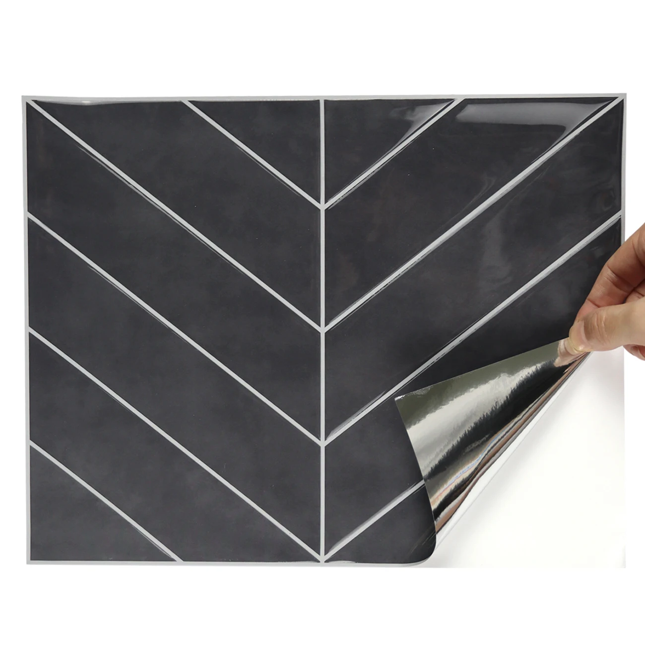 

3pcs waterproof Textured vinyl DIY Wallpaper Self Adhesive Backsplash Tile Sticker V Shape Stick On Tiles For Home Decoration