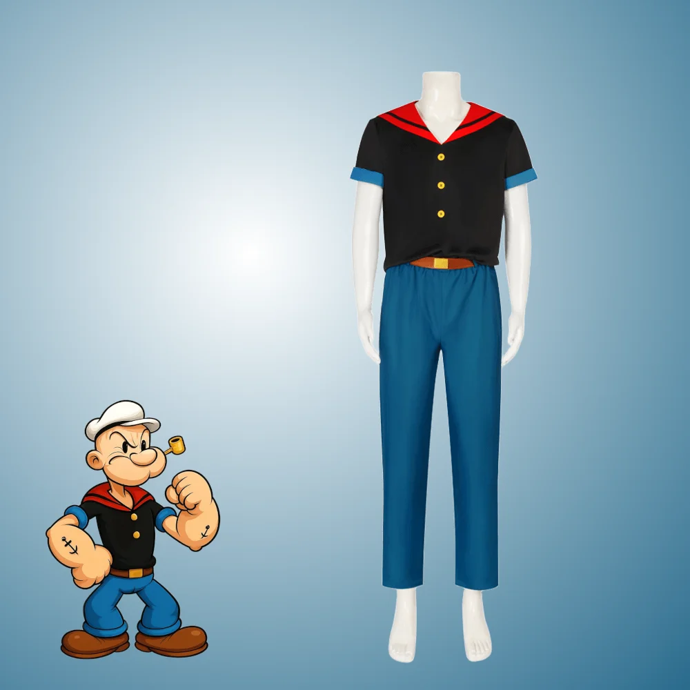 

Popeye The Sailor Man Cosplay Costume Classic Men's Sailor Uniform Full Outfit Halloween Funny Outfit