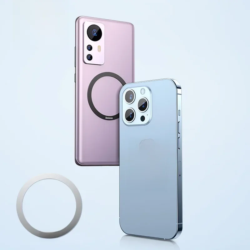 Baseus 2 SZT. Magnetyczny uchwyt z metalowym pierścieniem do iPhone 17 Air 16 15 Pro Max MagSafe Magnes do Samsung Xiaomi Płytka do ładowania bezprzewodowego — zdjęcie 2